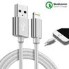 USB Cable - iPhone - 1M - Silver Nylon - Compatible with Several Models - USB Connector