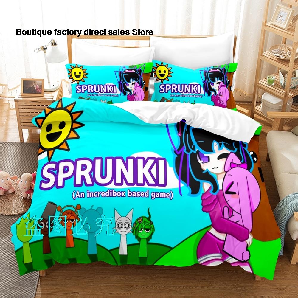 Комплект постельного белья Sprunki Односпальный Полуторный Двуспальный Евро Размер Кинг-Сайз Комплект для кровати Взрослый Детская Спальня Комплекты с пододеяльникомsprunki Аниме Parure De Lit Кровать 6