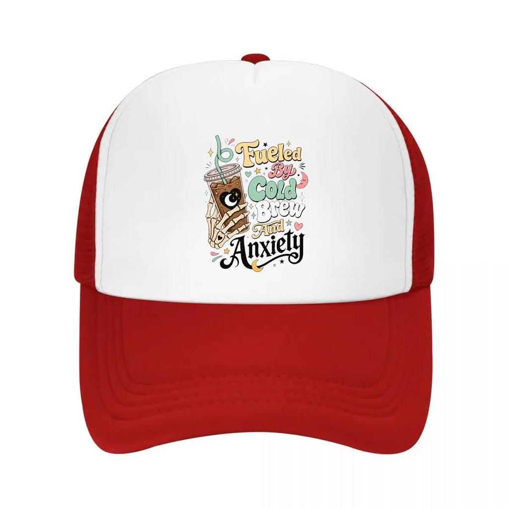 Pastel Spooky Coffee Mood Lettering Mesh Baseball Cap Casual Hat Outdoor For Womens Unisex FeUnisex