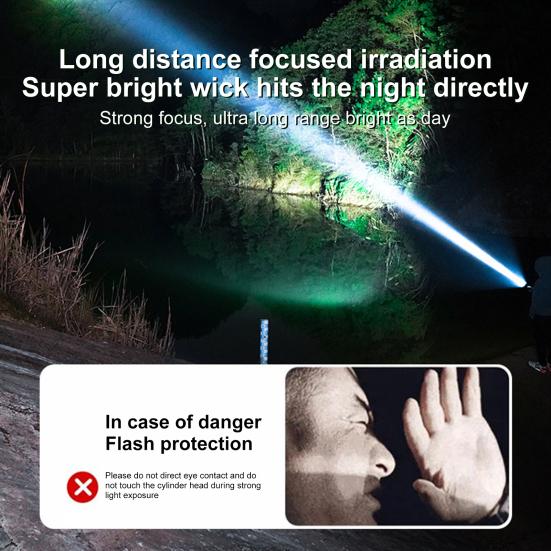 Rechargeable Zoomable Flashlight with Digital Power Display Waterproof LED Flashlight High Brightness Torch for Outdoor & Emergency Use