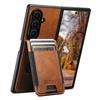 Кожаный чехол SUTENI для Samsung Z Fold 5/6/7: Текстура масло-воск, Слот для карт, Эластичная резинка, Функция подставки.
