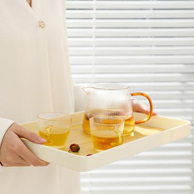 Поднос для чашки чая с деревянным узором. Современный противоскользящий прямоугольный сверхмощный полипропиленовый многофункциональный органайзер для хранения фруктов и сервировки посуды. Держатель для кухни.