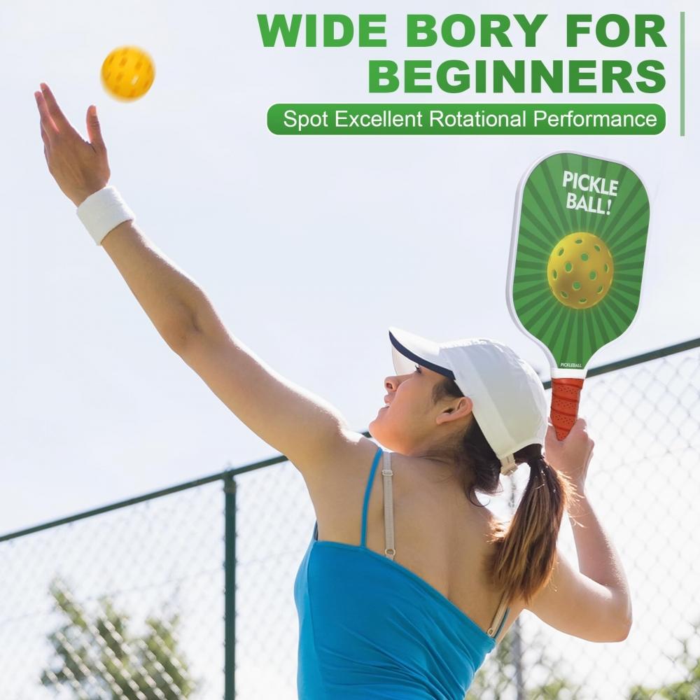 Toplive Набор ракеток для пиклбола, 2 ракетки для пиклбола, 4 мяча для пиклбола, мячи для пиклбола для начинающих с 1 сумкой для хранения мячей для пиклбола, прочный для соревнований