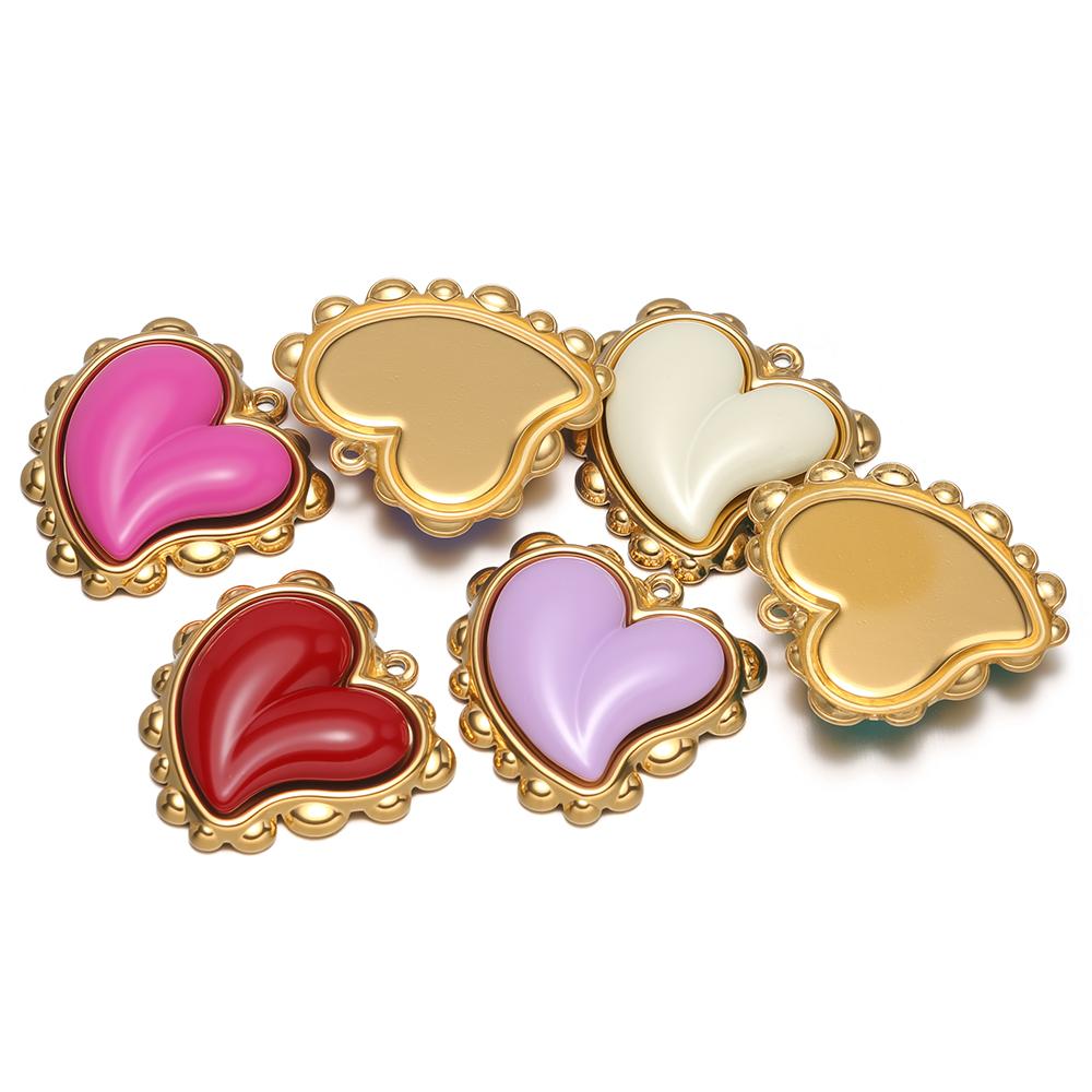 3pcs Stainless Steel Artificial Stone Heart Charms for Women Earrings Making DIY Girls Jewelry Findings Necklace Kids Pendants
