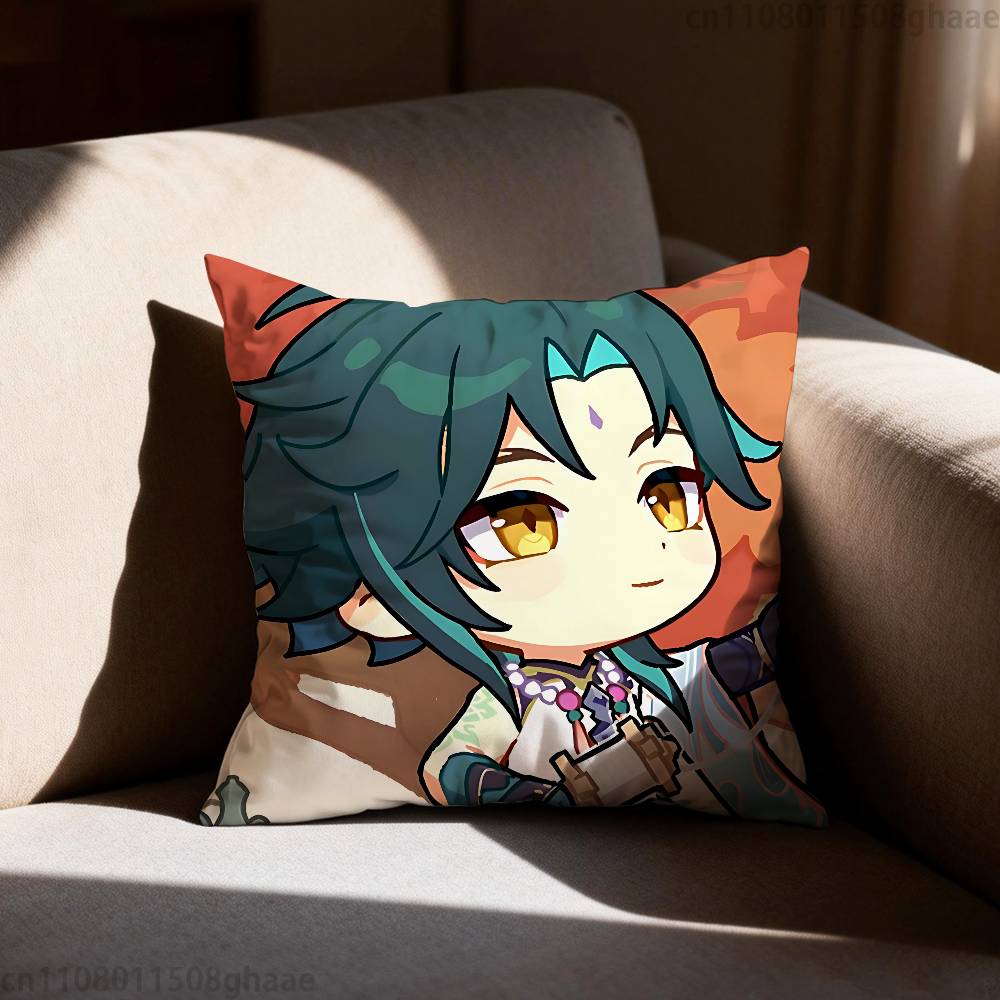 GGenshin Impact Xiao Pillow Case Sofa Living Room Bedroom Headboard Backrest Cushion Square Cushion Nap Time