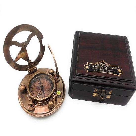 8,89 см латунный компас с солнечными часами уникальный подарок элегантности с солнечными часами, копия часов корабля, коробка