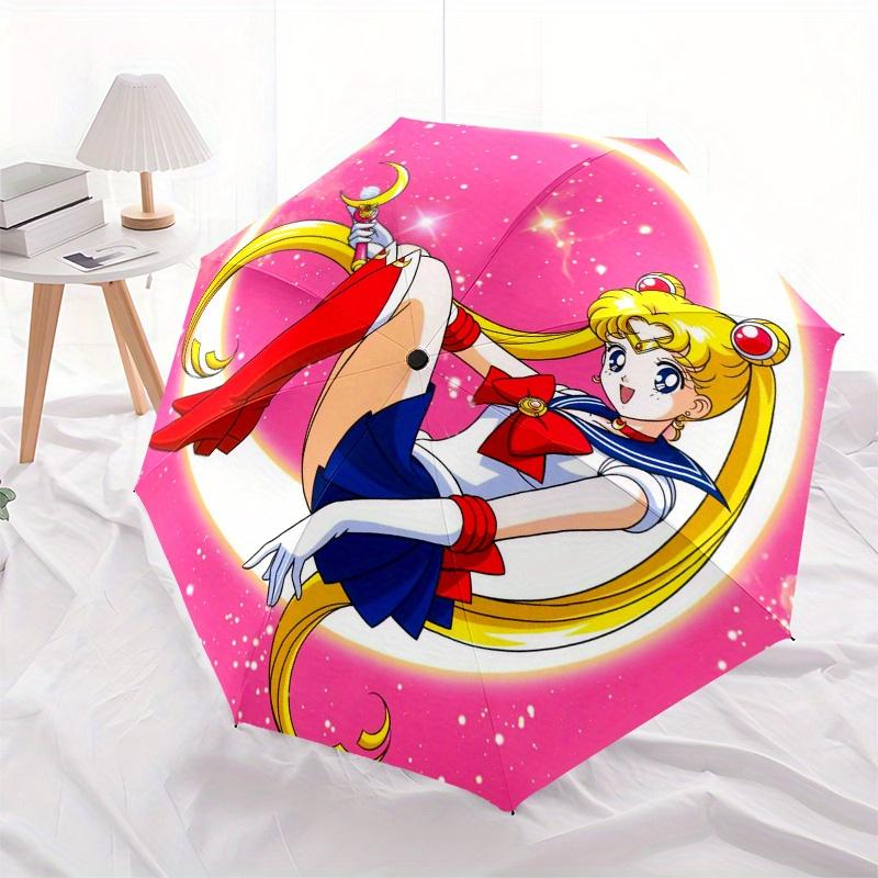 Наклейка Sailor Moon Полумесяц Розовый Фон Зонт, Компактный Складной Зонт-Трость для Мужчин и Женщин Подарок