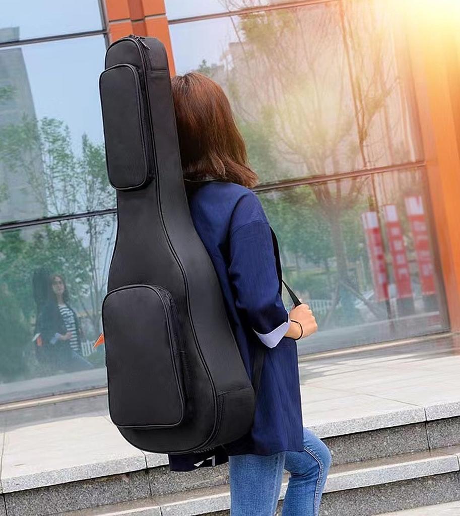 Yaonkaku 25mm Sponge Guitar Gig 110cm X 42cm X Acoustic Guitar Soft Guitar with Large Capacity Pocket Black for 40 and Heavy-Duty Case, Bag, 14cm,