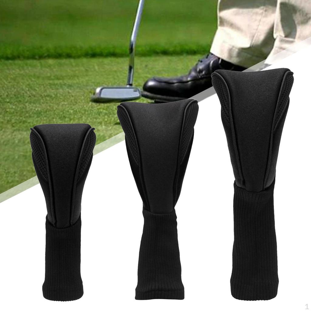 3Pcs Golf Club Head Covers Wood Headcovers with Interchangeable Tag Wear Resistant