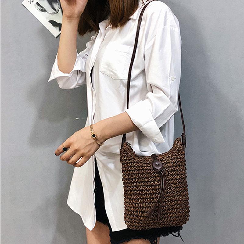 Mini Retro Wicker Women Handbag Bags Totes Summer Beach Straw Woven Rattan Satchel Bag
