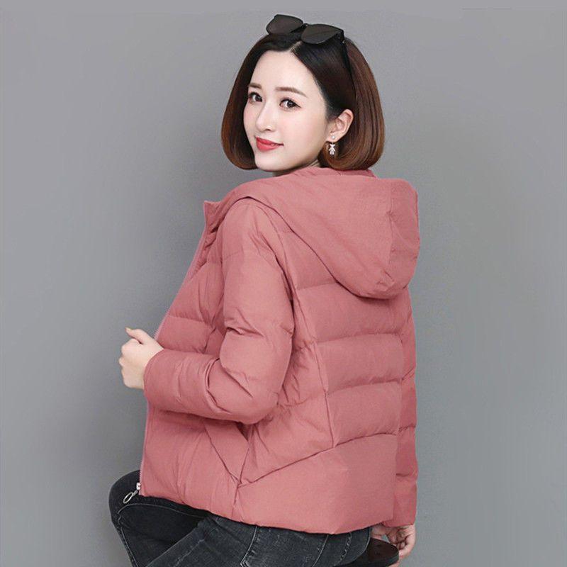 Solid Hooded Parka Coat Women Short Cotton-padded Coats Winter  Oversize Parka Jacket Thick Cotton Jacket Outwear