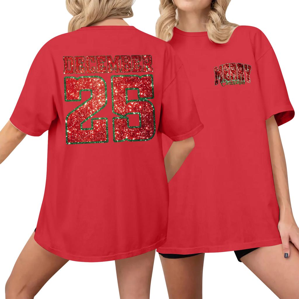 Women's Casual Printed T-Shirt Round Neck Pullover Short Sleeve Top