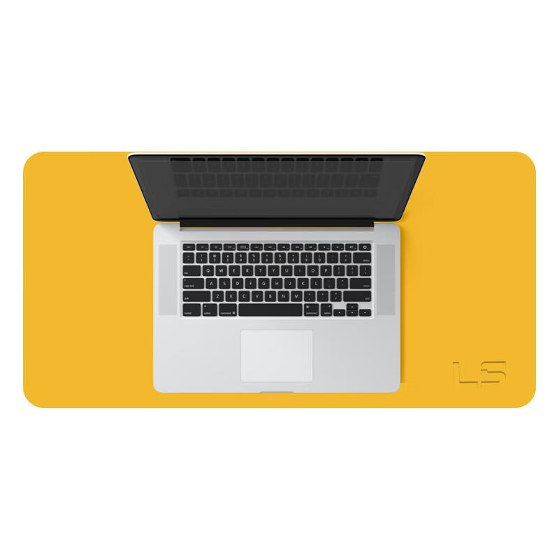 Leather Double-Sided Mouse Pad, 800MM*400MM*1.8MM, Laptop Desk Pad, Keyboard Mat for Office And Gaming, Desk Pad P87 Yellow + Royal Blue