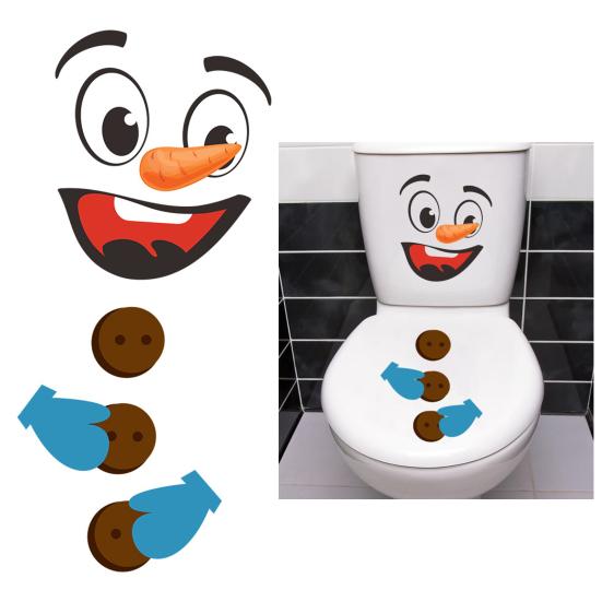 Наклейка на унитаз, снеговик, мультяшный DIY, самоклеящаяся, отличная липкость, противоскользящая, рождественская, водонепроницаемая, настенная, для унитаза, спальни, холодильника
