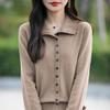 Autumn Winter Stand Collar Casual Fashion Single Breasted Knitting Coat Women Solid All-match Cardigan Top