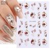3D Fall Nail Stickers Gold Leaf Cotton Flowers Transfer Decals Nail Adhesive Sliders Manicure 2023 Autumn Decorations TRSTZ-SJ