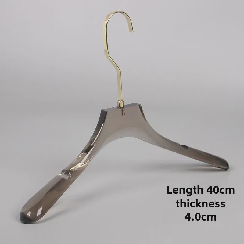 High-end Smoky Gray Transparent Non-Slip Hanger with Gold Flat Hook and Trouser Clip for Women's and Men's Clothing