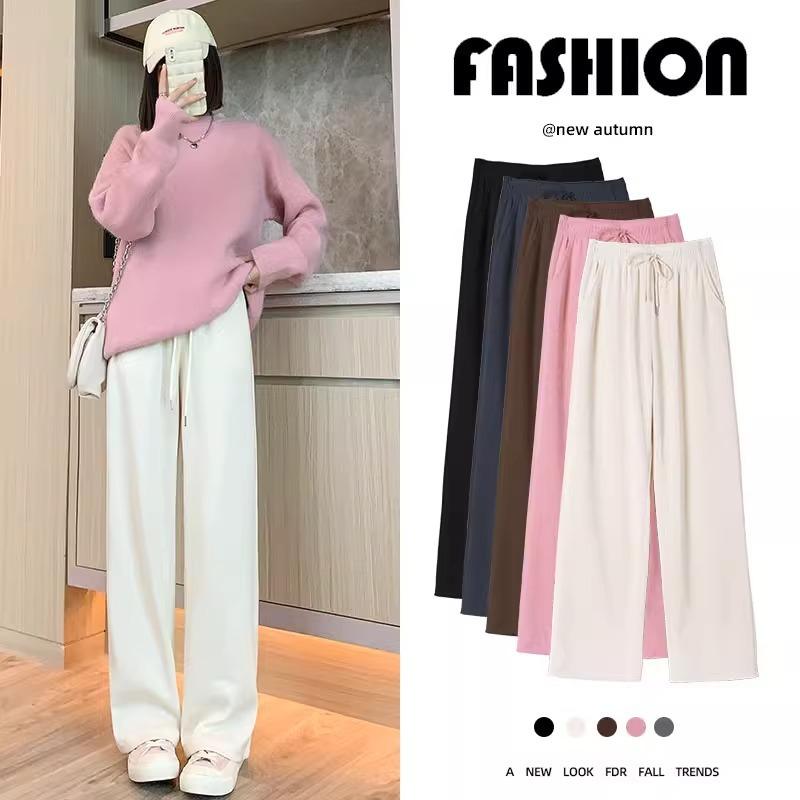 Chenier Wide-leg Pants Women's Autumn and Winter Velvet High Waist Drape Casual Loose Straight Thin Gray Corduroy Pants