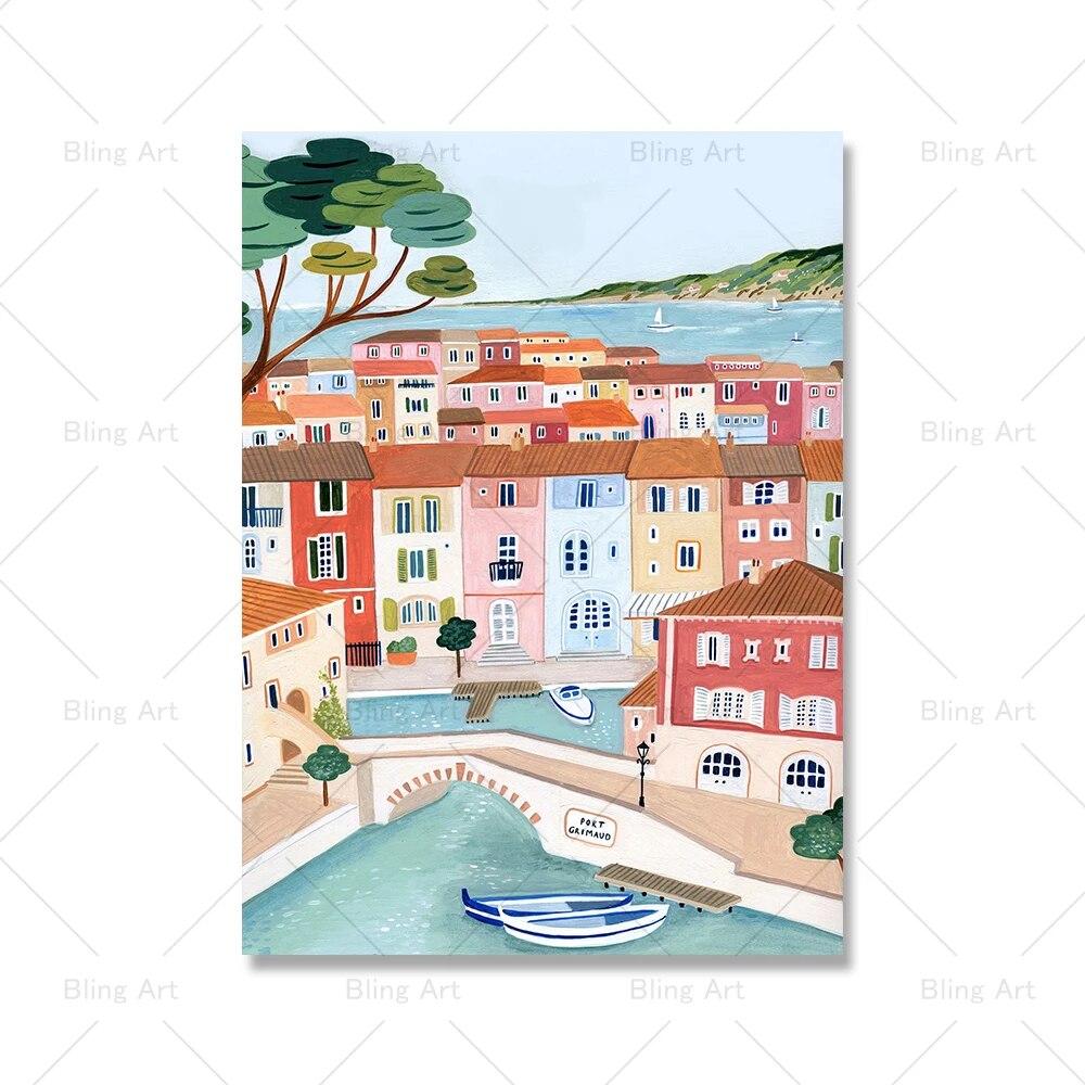 Nordic Vintage Travel City Poster Paris Lisbon Japan Landscape Art Canvas Painting Housewarming Gift Wall Pictures Home Decor No Frame