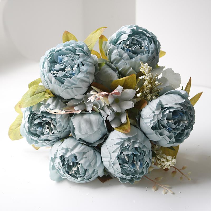 13 Heads Silk Peony Artificial Fake Flowers Wedding Bouquet Home Party Decor