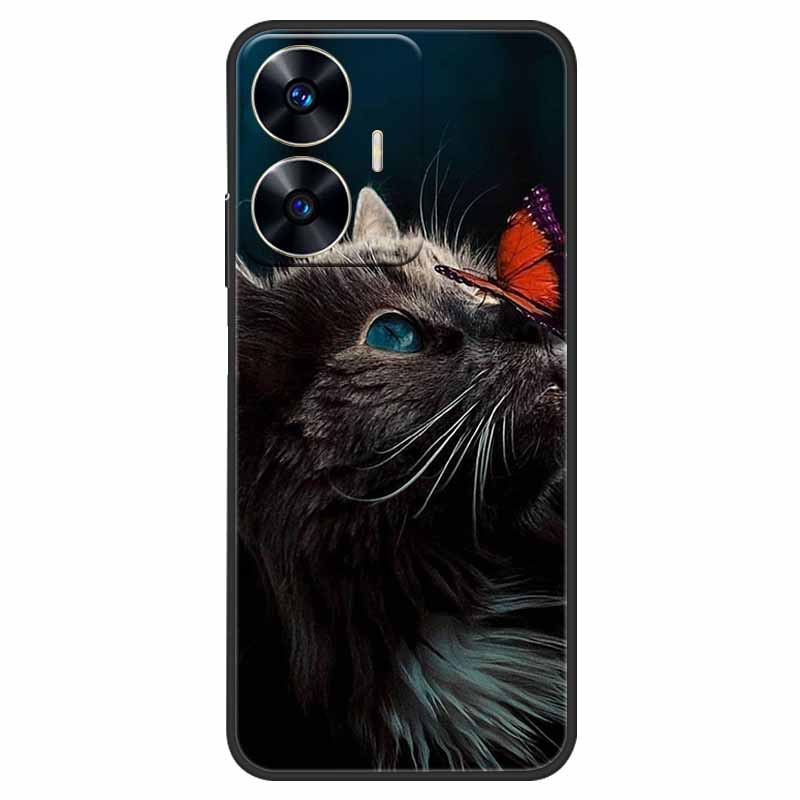 Чехол для телефона Realme C55 Черный Силиконовый Fundas Для Realme C55 RMX3710 ТПУ Мягкая Задняя Панель Coque Звезда Нарисована на RealmeC55 C 55