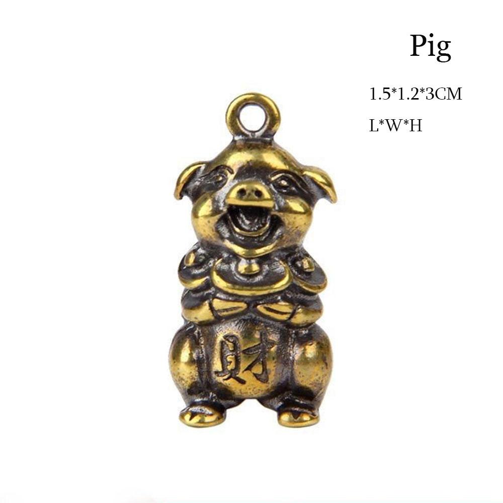 Car Ornaments Bull Ornament Sculpture Key Pendant Copper Miniatures Figurines Keychain Accessories
