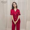 Womens 100% Pure Silk Pajama Set Long Sleeve Pants Lightweight Sleepwear Home Loungewear Fall Winter