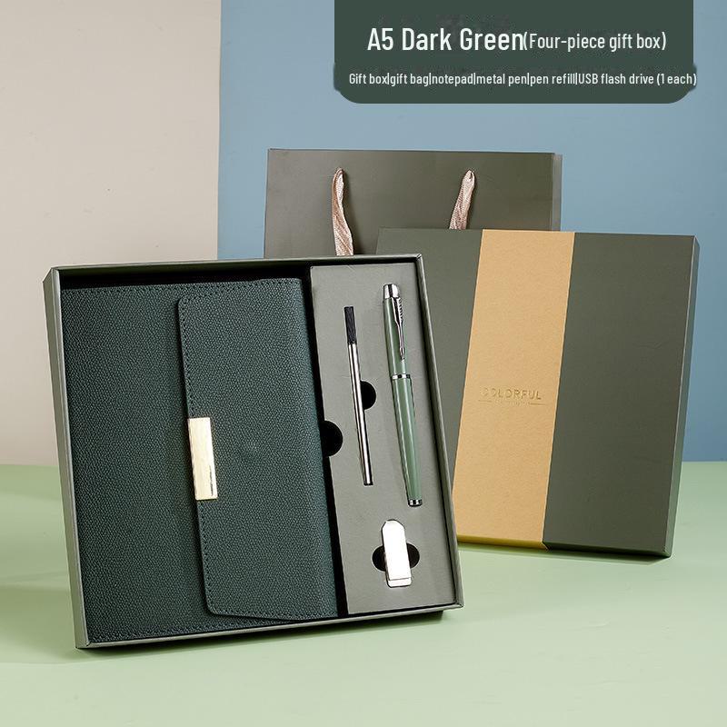 Подарочный набор из трехслойного блокнота формата А5 с индивидуальной гравировкой