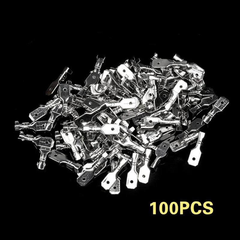 100PCS 2.8/ 4.8mm/6.3mm Crimp Terminal Female/Male Gold Brass Car Speaker Electric Wire Connectors Crimping Terminals Part