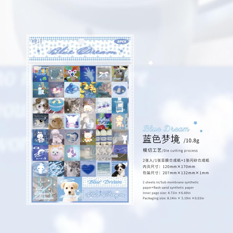 2 листа/пакет Синтетическая бумага Блестящая серия «Фэнтези» Фэнтези Маленькие квадратные декоративные наклейки Для фоторамок Календарь