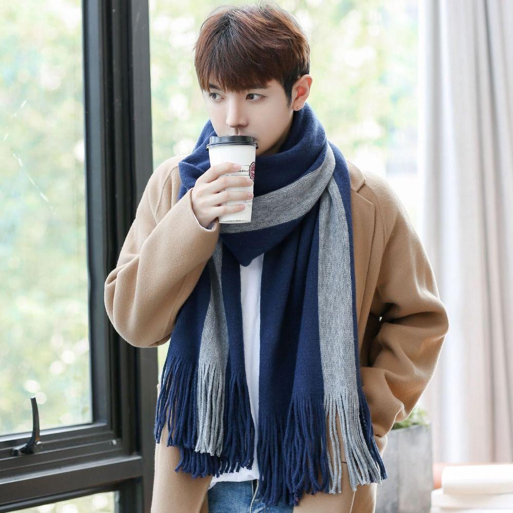 Windproof Long Wool Tassel Scarf Korean Style Winter Neckerchief Men Cashmere Scarf Women/Male