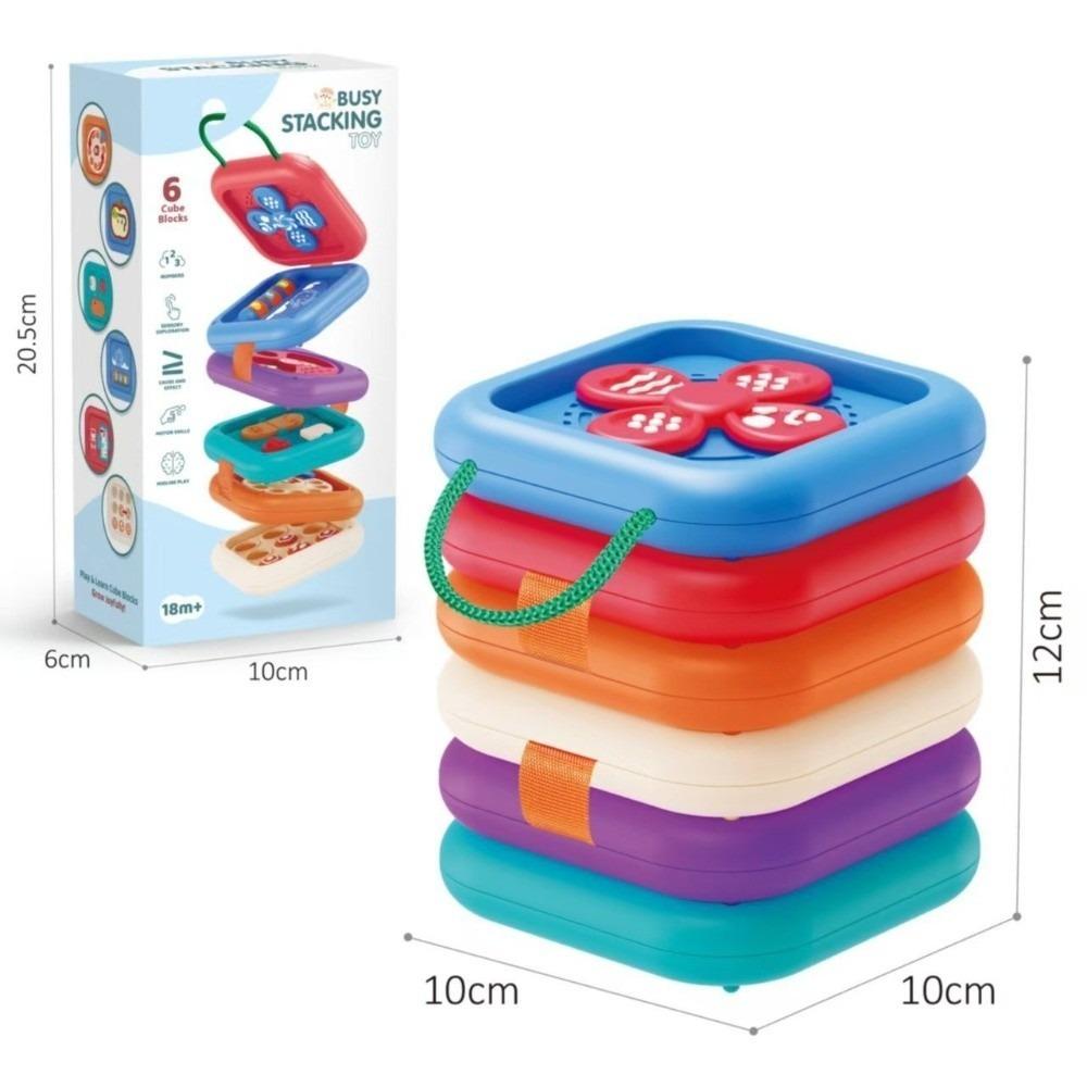 1 Set Fine Motor Training Busy Cube Stacking Toy Smooth Edge Sensory Hexahedron Toy Travel Toy