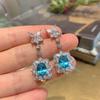Серьги из серебра S925 с имитацией камня Параиба, женская мода, роскошь