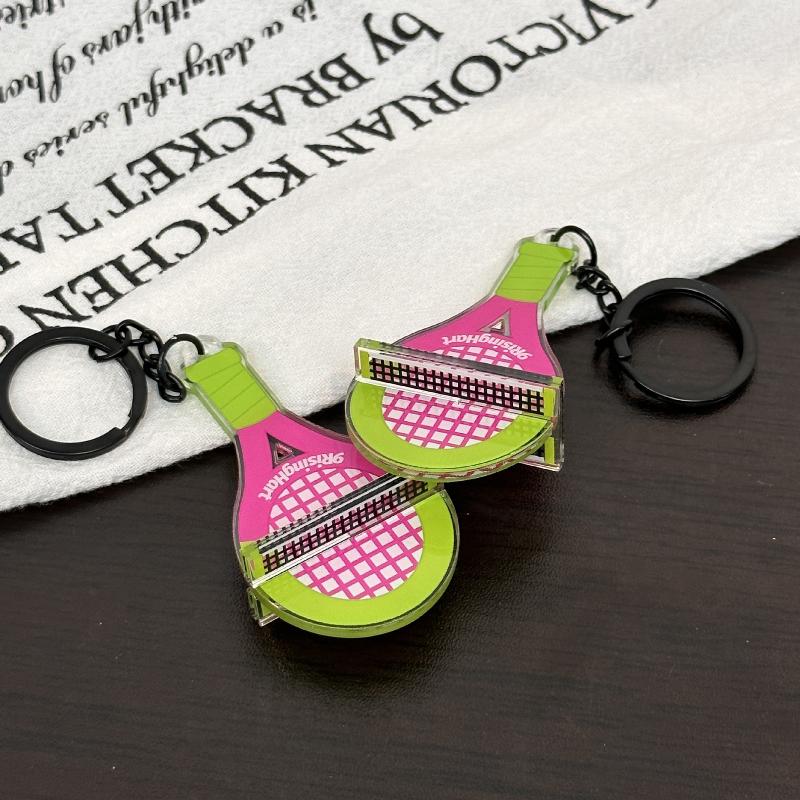 Mini Acrylic Pickleball Paddle Keychains Bright Multicolor Sturdy Key Ring for Pickleball Team Commemorative Gift