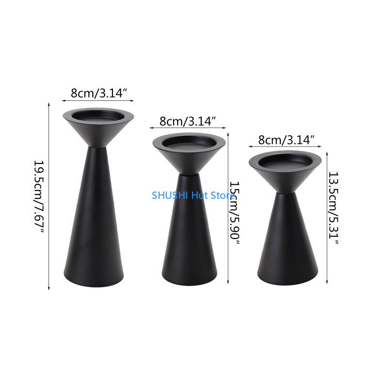 Retro Black Iron Candlestick Candlelight Holder Stand Vintage Candelabra D57B