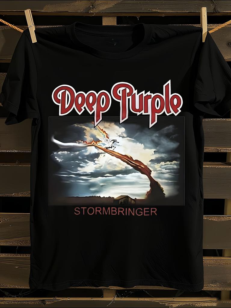 Deep Purple Stormbringer T-Shirt Mens Tshirt Womens Tshirts with Letters Print Short Sleeves T-Shirt Casual Street Tee Shirt Top