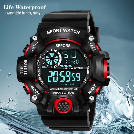 Yousheng  Electronic Watch Silicone Wristband Digital Display Multifunctional Outdoor Running Sports Daily Wristwatch Gift