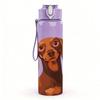 1PC Brown Dachshund Head Portrait 750ml Color Plastic Sports Water Bottle Leakproof Flip Straw Lid For Sports Office Home Use