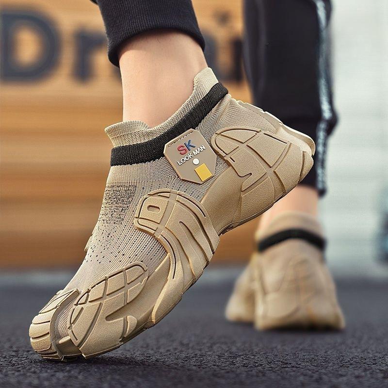 Мужская спортивная и повседневная обувь из кокоса для внешней торговли, мужская весенняя дышащая сетчатая обувь на толстой подошве, кроссовки из сетки для бега на одной педали, носочная обувь