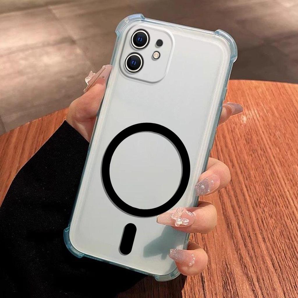 Чехол-желе с магнитным кольцом для iPhone 12 Mini 11, противоударный, с защитой углов (подушки безопасности)