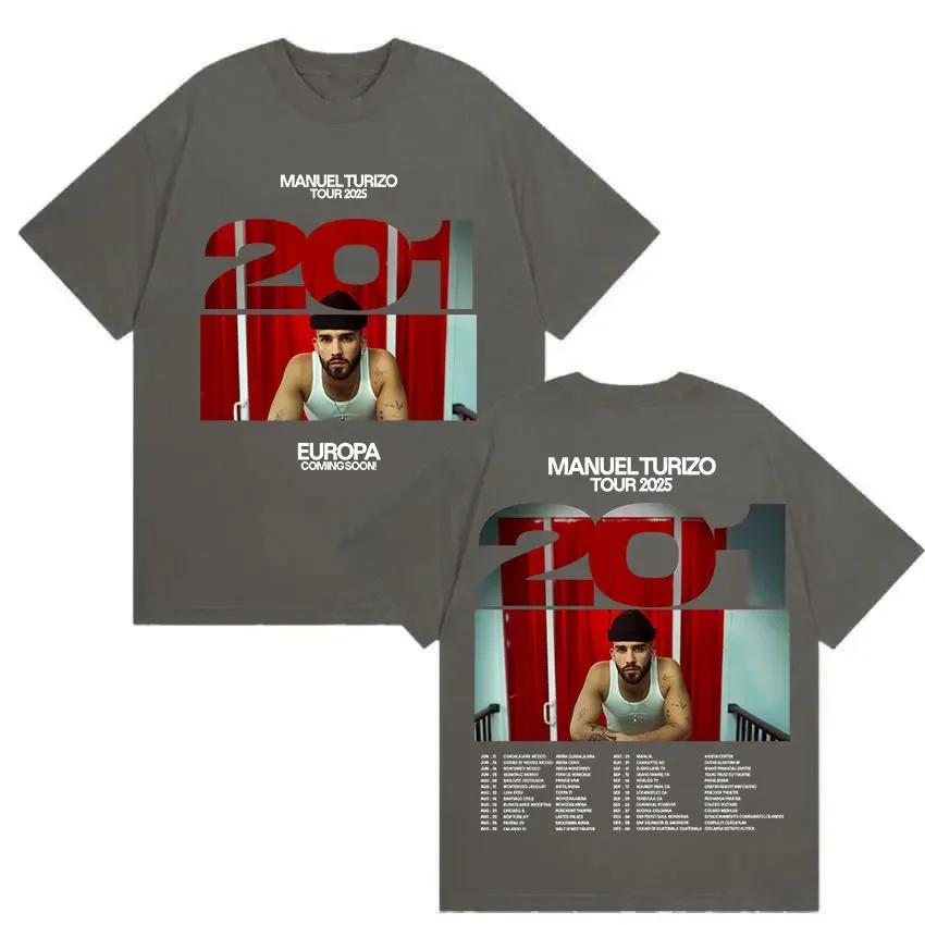Rapper Unisexuel Turizo Tour 2025 Graphic Tshirt Unisexs Hip Hop Loose Short Sleeve T Shirt Vintage Oversized Cotton Tees Streetwear