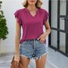 Летняя женская футболка с v-образным вырезом, однотонная, свободная, с рукавами в виде листьев лотоса, удобная повседневная футболка, топы