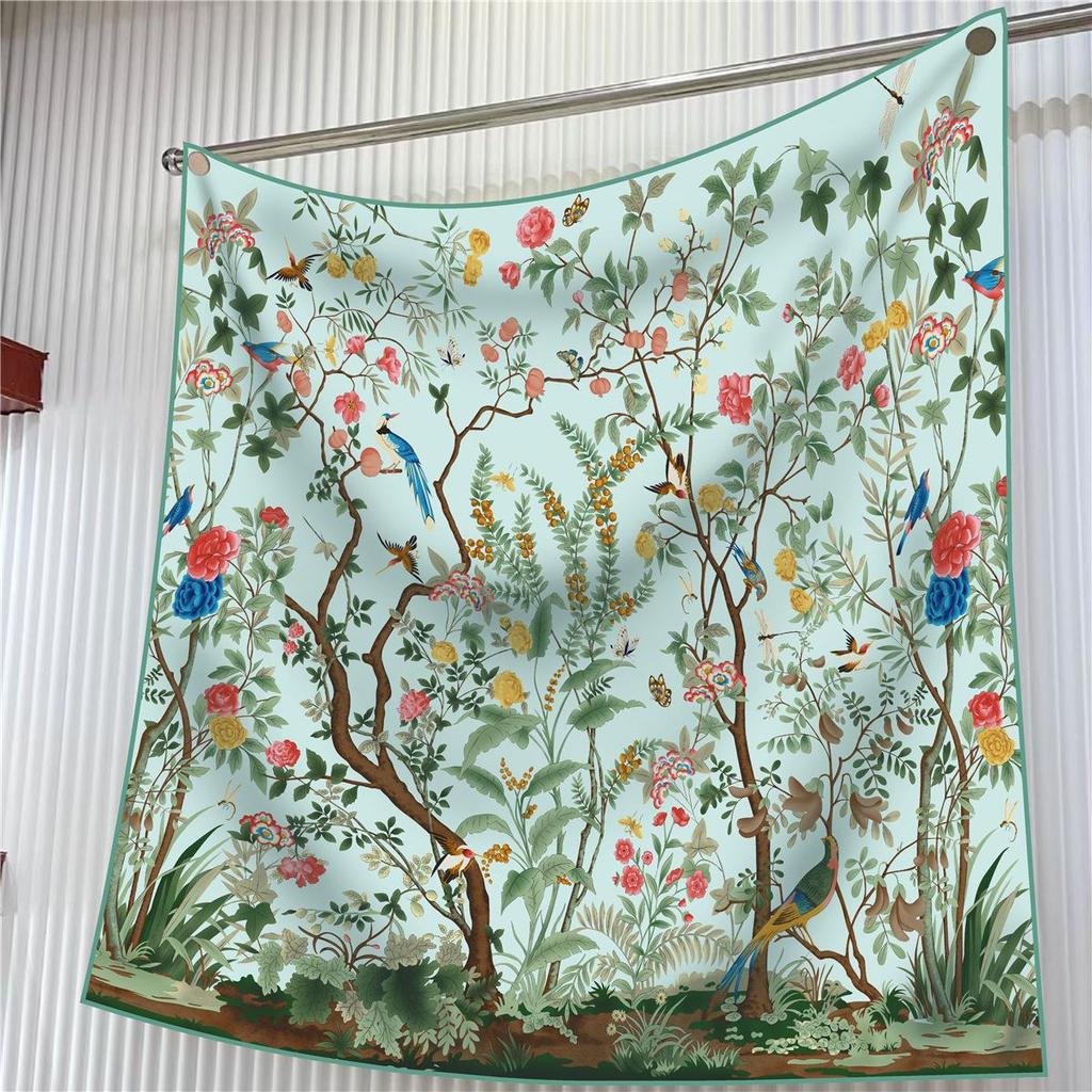 90cm Korean-Style High-Quality Twill Silk Chain Print Ladies' Decorative Shawl