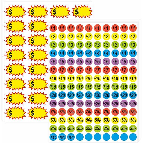 1560 Pcs Removable Garage Sale Price Stickers, 1400pcs Yard Sale Price Stickers & 160pcs Blank Princing Labels, Price Tag for Flea Markets, County