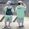 Children's Summer Short sleeved Shorts Set for Boys 2026 New Sport Loose Handsome Two piece Set for Big Boys
