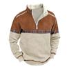 Long Sleeve Tops Men's Zip Contrast Winter Sweatshirt Outdoor Casual Sweater