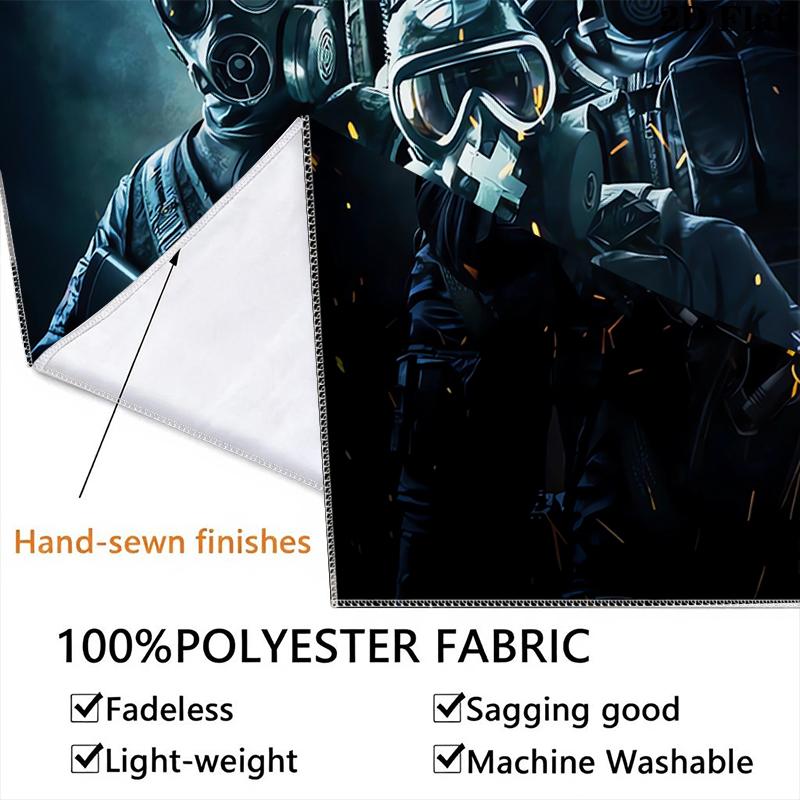 Tom Clancy's Rainbow Six Siege Wall Tapestry Aesthetic Wall Hanging Printed Fabric Blanket Decorative Tapestries for Bedroom Living Room Home Decor