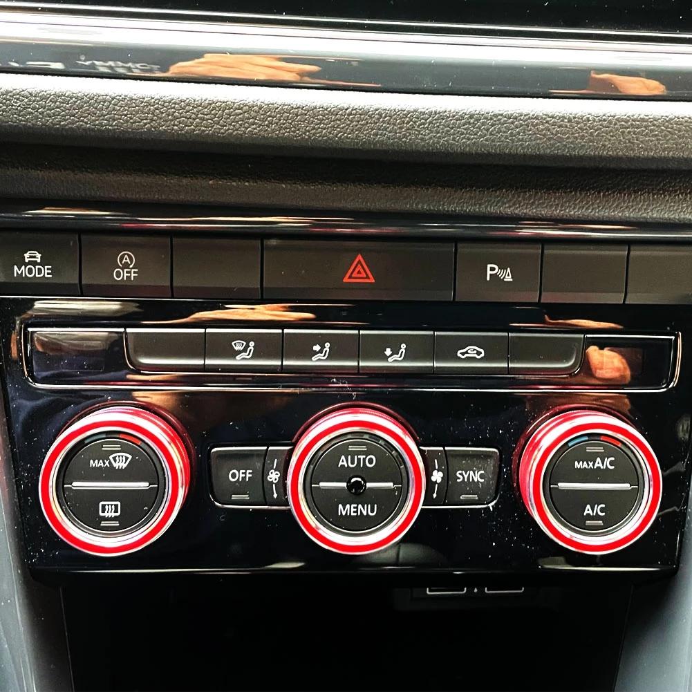 3Pcs/Set Car Air Conditioning Knob Control Switch Decoration Ring Fit For Volkswagen VW Golf 7 MK7 2014- Auto