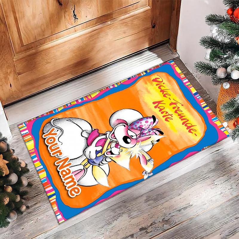 Diddl Crystal Velvet Rug, Custom Name Text Personalized Non‑Slip Floor Mat for Home Decor Gift
