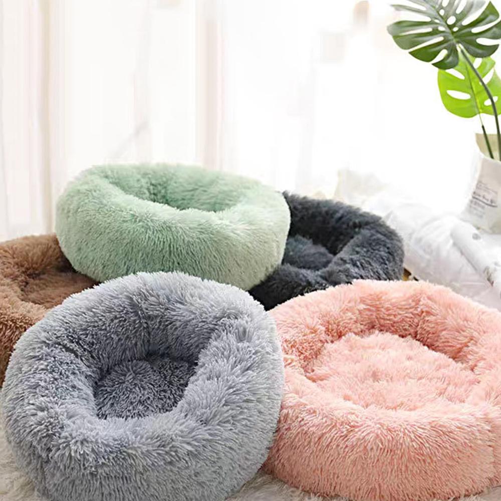 Зимнее гнездо для питомца Утолщенное плюшевое теплое гнездо для питомца для маленьких собак кошек Круглое кошачье гнездо Кровать для собаки Дом для котенка щенка Товары для питомцев 40 см